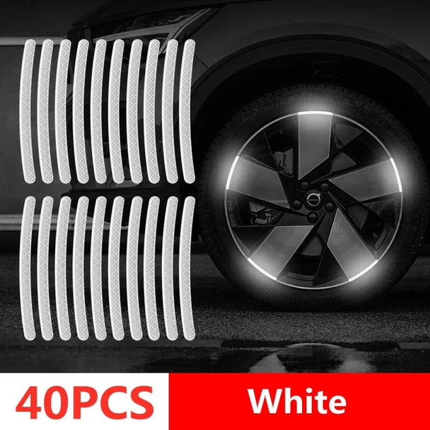 Car reflective wheel stickers    40pcs white tyre