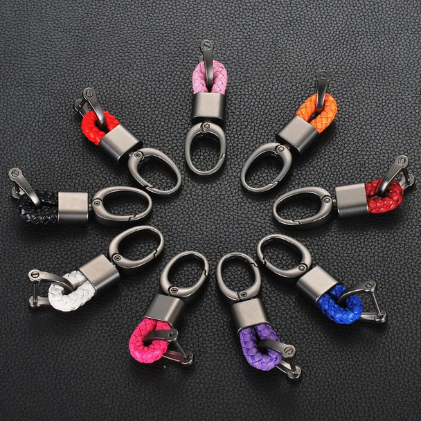 Hand-Woven Leather Car Keychains