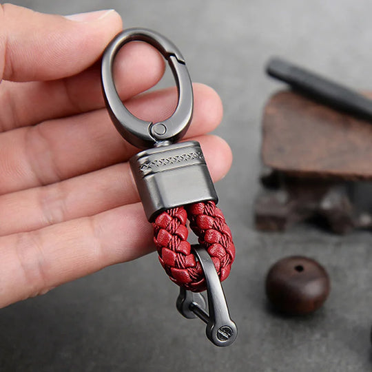 Hand-Woven Leather Car Keychains