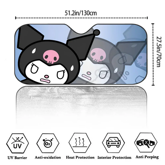 Kawaii Kuromi-S Car Sunshade Front Windows