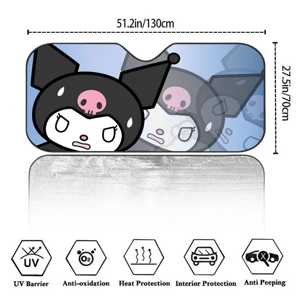 Kawaii Kuromi-S Car Sunshade Front Windows