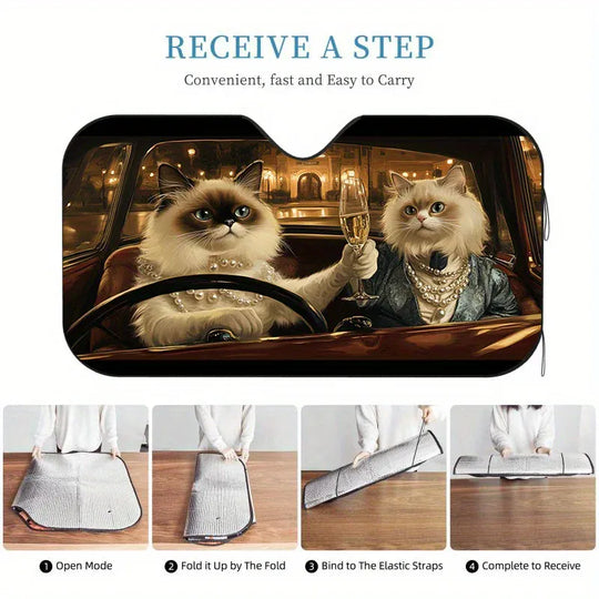 Cat Design Sunshade Front Visor For Car