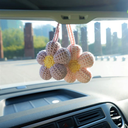 Crochet Flower Car Mirror Hanging Accessories