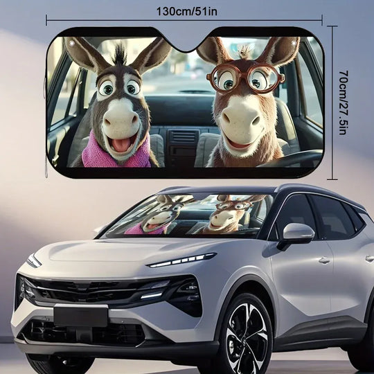 Cute Donkey Front Windshield Cover with 4 Suction Cups