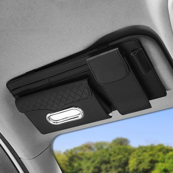 leather car visor organizer