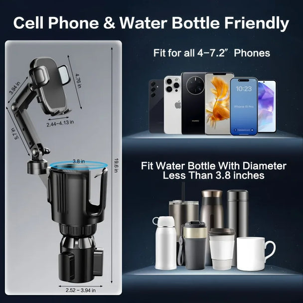 Car Cup Holder Expander with Phone Holder