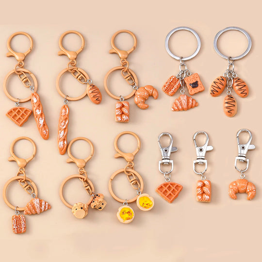 Car Croissant Bread Keyring for Women & Girls