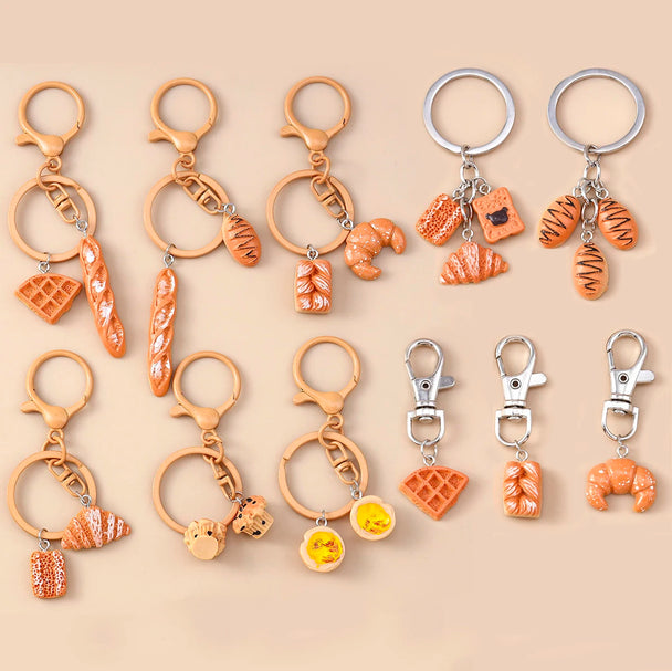 Car Croissant Bread Keyring for Women & Girls