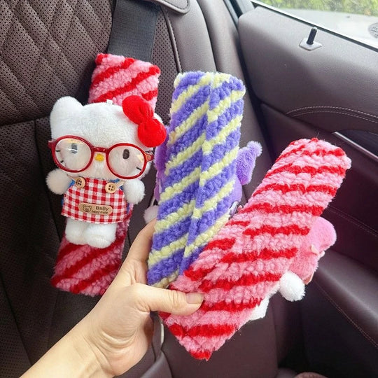 Cute Cartoon Plush Car Seat Belt Cover Hello Kitty