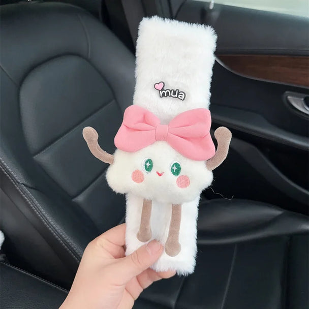 Cute Clouds Car Seat Belt Cover | Imitation Rabbit Fur