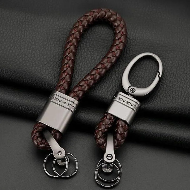 Hand-Woven Leather Car Keychains