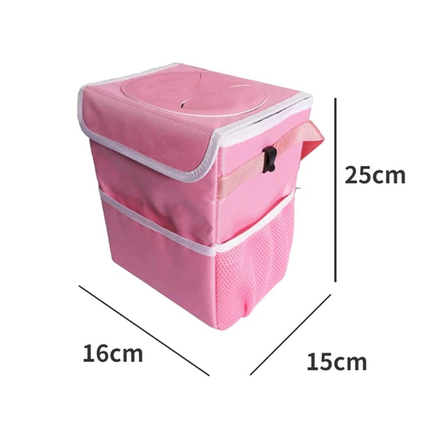pink car trash can