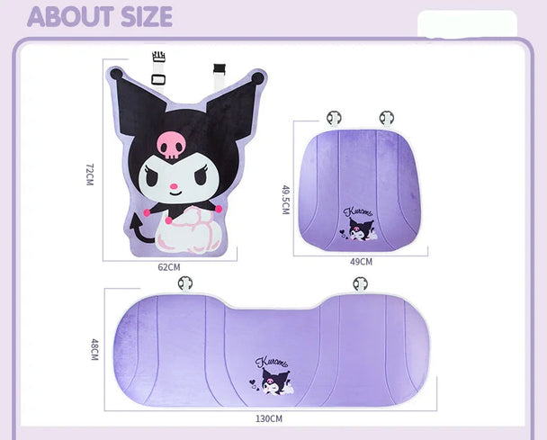 Hello Kitty & My Melody Kuromi Winter Plush Car Seat Cushion
