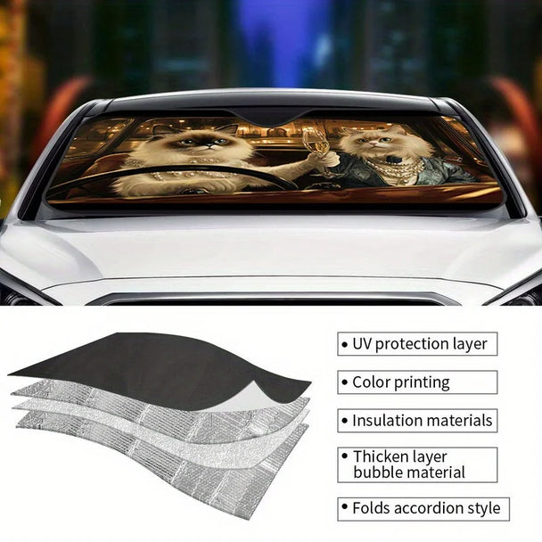 Cat Design Sunshade Front Visor For Car