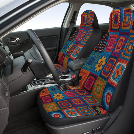 Crochet Car Seat Cover - Luxury Handcrafted Bohemian Interior Design