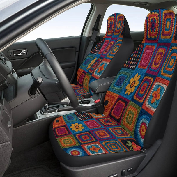 Crochet Car Seat Cover - Luxury Handcrafted Bohemian Interior Design