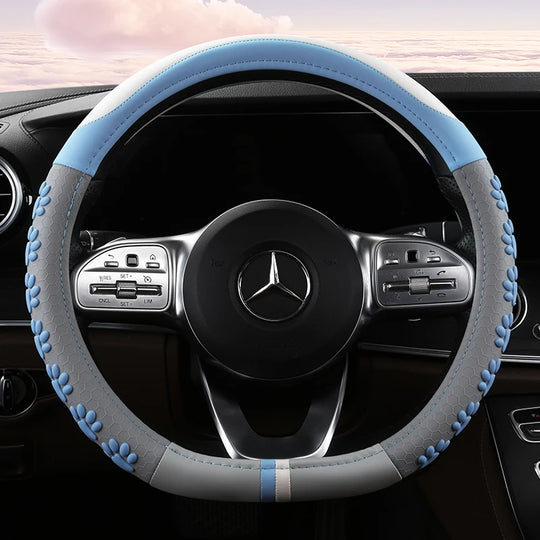 Leather Car Steering Wheel Cover Cat Design