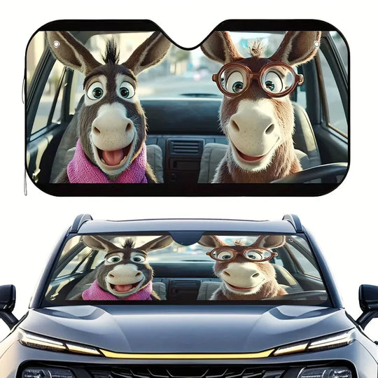 Cute Donkey Front Windshield Cover with 4 Suction Cups