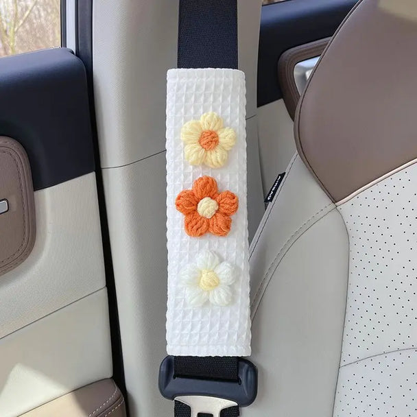 1PC Car Styling Seat Belt Cover With Tulip Flowers