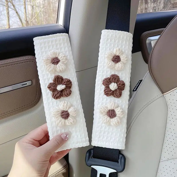 1PC Car Styling Seat Belt Cover With Tulip Flowers