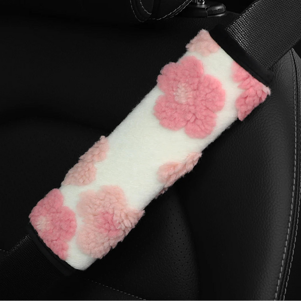 Winter Plush Flower Seat Belt Cover