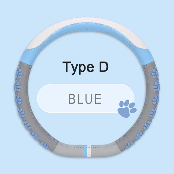 Leather Car Steering Wheel Cover Cat Design