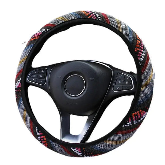 Ethnic-Style Car Steering Wheel Cover With Elastic Band