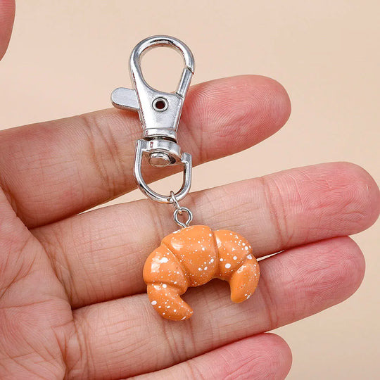 Car Croissant Bread Keyring for Women & Girls