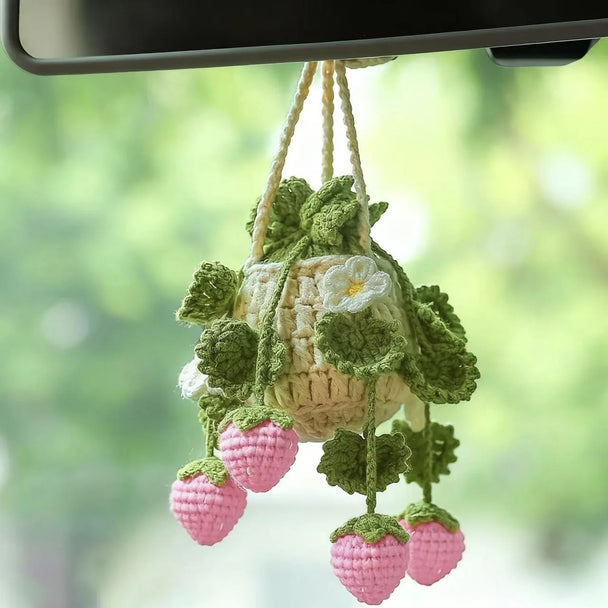 Strawberry Crochet Hanging Car Accessories