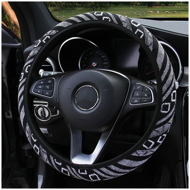 Ethnic-Style Car Steering Wheel Cover With Elastic Band