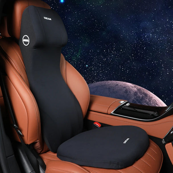 Ergonomic Memory Foam Car Headrest and Lumbar Support