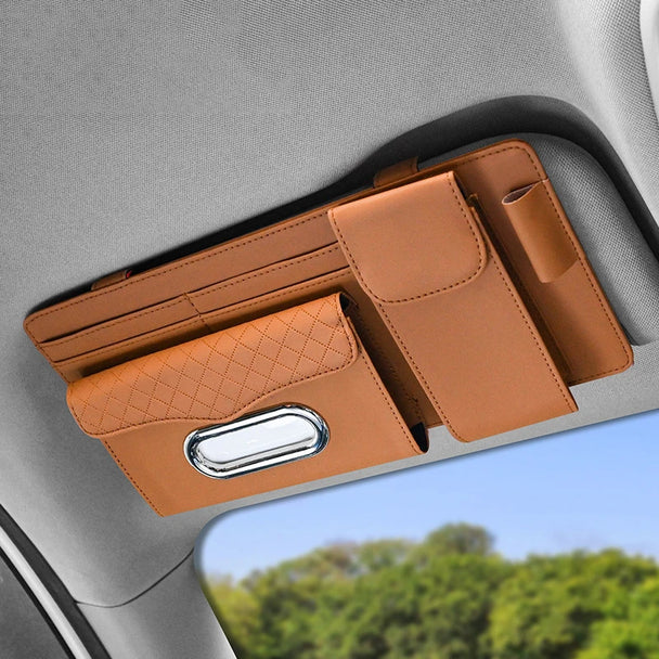 leather car visor organizer