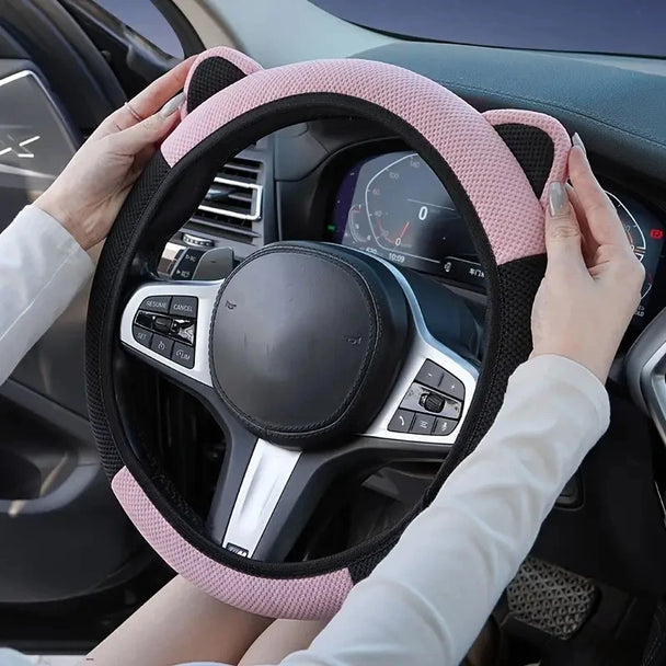 Cartoon Cat Ears Steering Wheel Cover | Anti-slip Suitable For A Variety