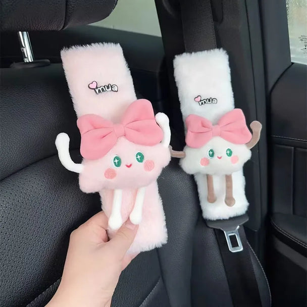 Cute Clouds Car Seat Belt Cover | Imitation Rabbit Fur