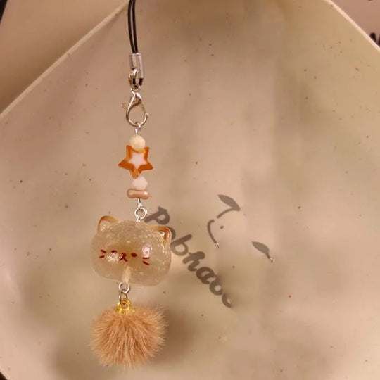 Cute Fluffy  Kitten Car  Keychain For Girls