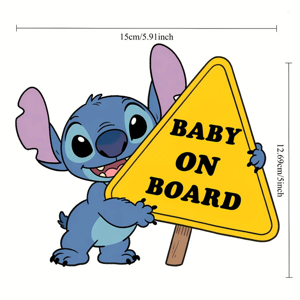 Disney Stitch Baby on Board Sticker for Car - Premium Safety Car Accessories