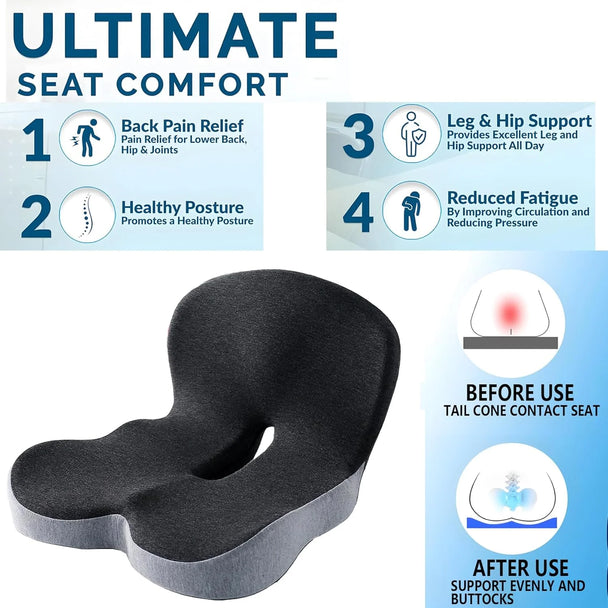 Sciatica Car Seat Cushion – Premium Lumbar Relief for Long Drives