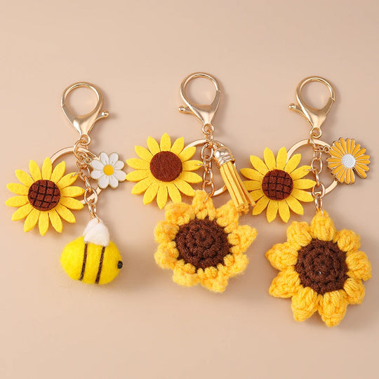 Handmade Sunflower Car Keychain For Women & Girls