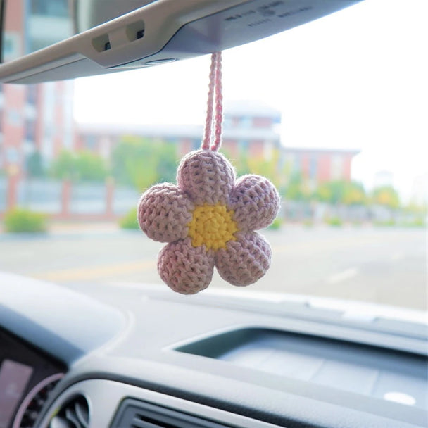 Crochet Flower Car Mirror Hanging Accessories