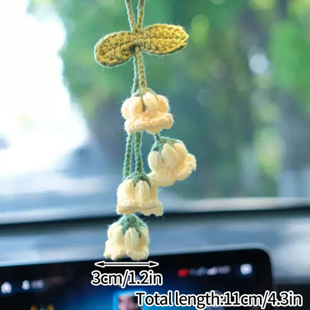 Crochet Flowers Hanging Car Accessories