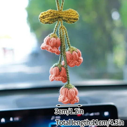 Crochet Flowers Hanging Car Accessories