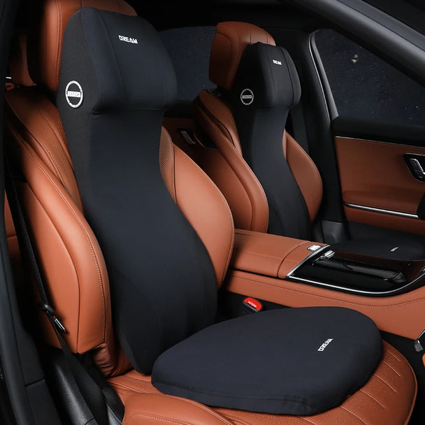 Ergonomic Memory Foam Car Headrest and Lumbar Support