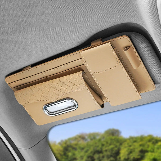 leather car visor organizer