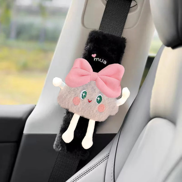 Cute Clouds Car Seat Belt Cover | Imitation Rabbit Fur