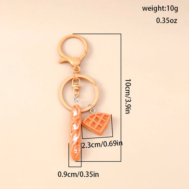 Car Croissant Bread Keyring for Women & Girls