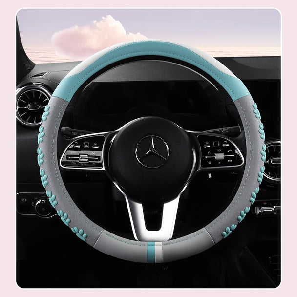 Leather Car Steering Wheel Cover Cat Design