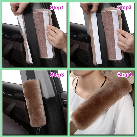1Pair Soft Plush Car Seat Belt Cover