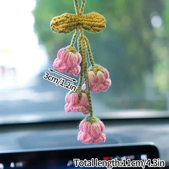 Crochet Flowers Hanging Car Accessories