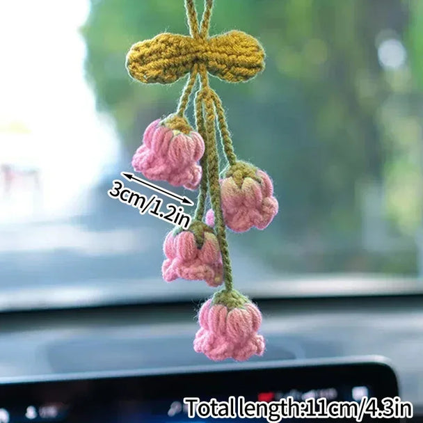 Crochet Flowers Hanging Car Accessories