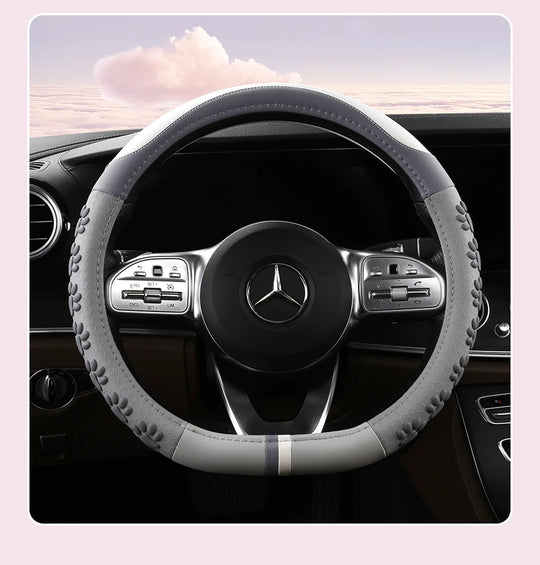 Leather Car Steering Wheel Cover Cat Design